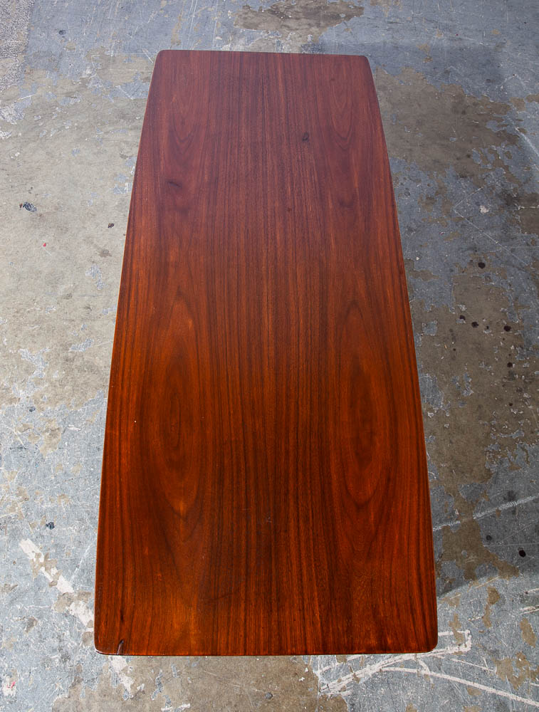 Mid Century Modern Coffee Table Surfboard Solid Walnut Merman Vintage Danish Mcm - Image 4