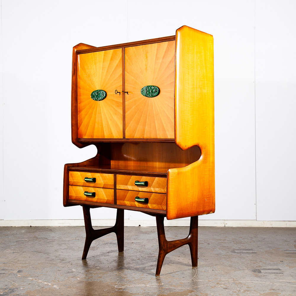 Mid Century Modern Hutch China Cabinet Compact Italian Danish Ico Parisi Vintage