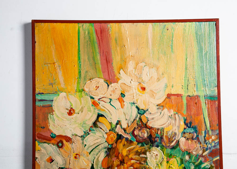 Mid Century Modern Painting Original Art Abstract Flowers Floral Mcm Colorful NM - Image 3