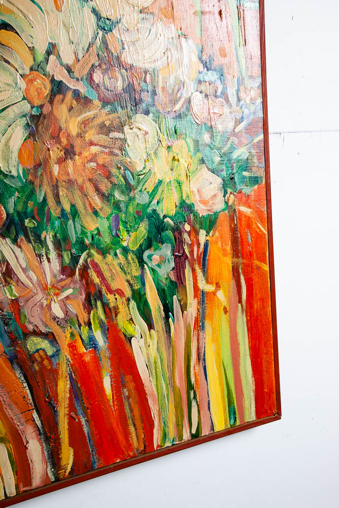 Mid Century Modern Painting Original Art Abstract Flowers Floral Mcm Colorful NM - Image 5