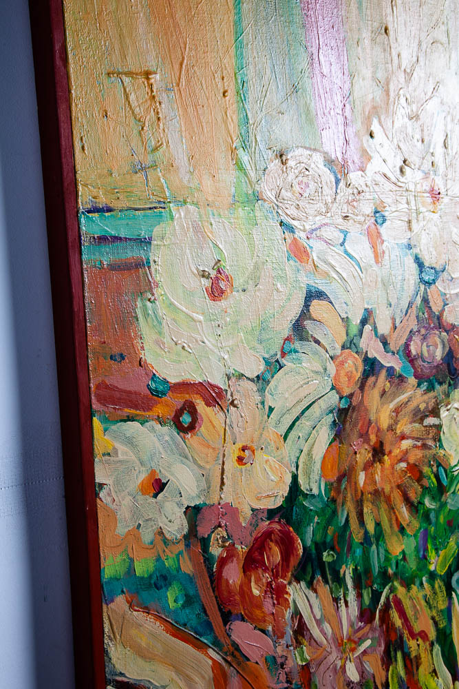 Mid Century Modern Painting Original Art Abstract Flowers Floral Mcm Colorful NM - Image 7