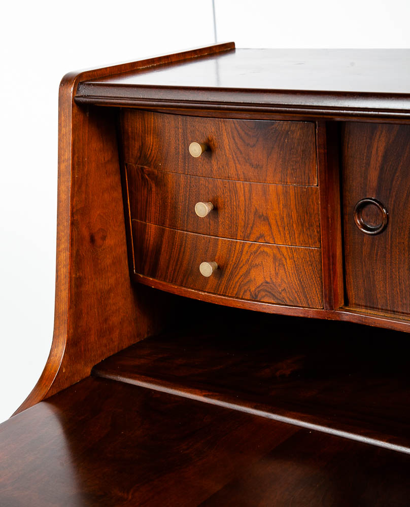 Mid Century Danish Modern Secretary Desk Teak E Jorgensen Drawers Office Vintage - Image 9