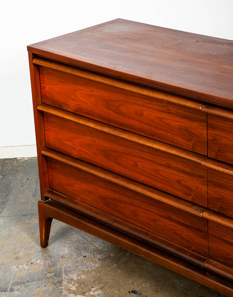 Mid Century Modern Dresser Credenza Lane Rhythm Walnut 6 Drawer Wood Danish Wide - Image 7