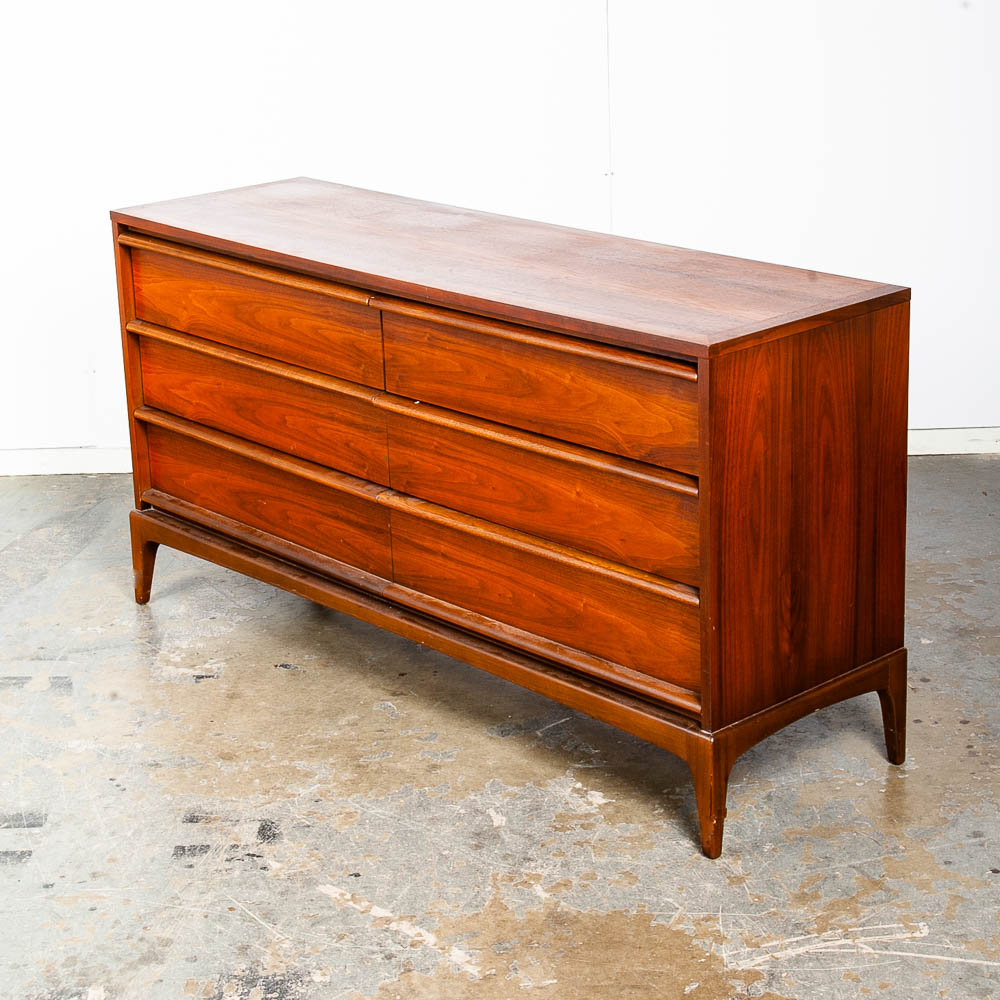 Mid Century Modern Dresser Credenza Lane Rhythm Walnut 6 Drawer Wood Danish Wide - Image 10