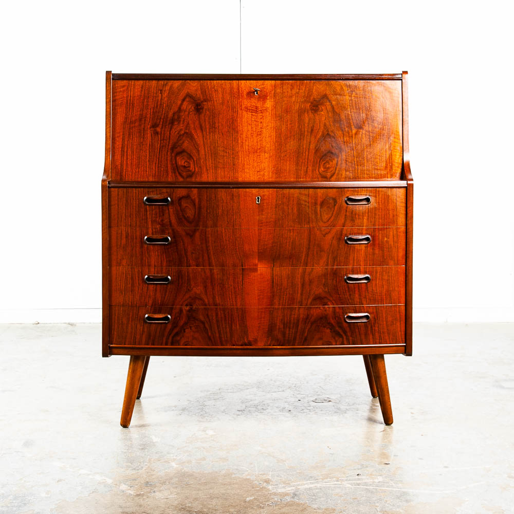 Mid Century Danish Modern Secretary Desk Teak E Jorgensen Drawers Office Vintage