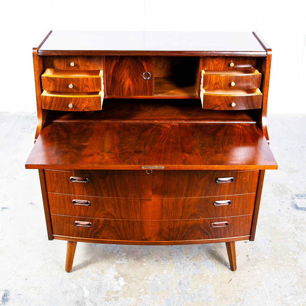 Mid Century Danish Modern Secretary Desk Teak E Jorgensen Drawers Office Vintage - Image 7