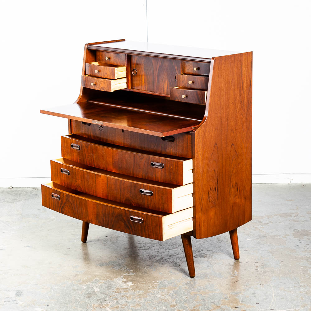 Mid Century Danish Modern Secretary Desk Teak E Jorgensen Drawers Office Vintage - Image 3