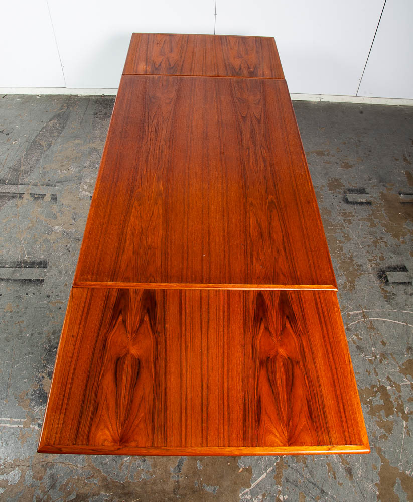 Mid Century Danish Modern Dining Table Teak Leaf x2 Expanding Denmark Draw Mcm - Image 2