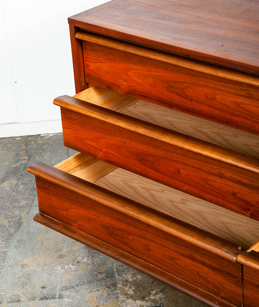 Mid Century Modern Dresser Credenza Lane Rhythm Walnut 6 Drawer Wood Danish Wide - Image 8