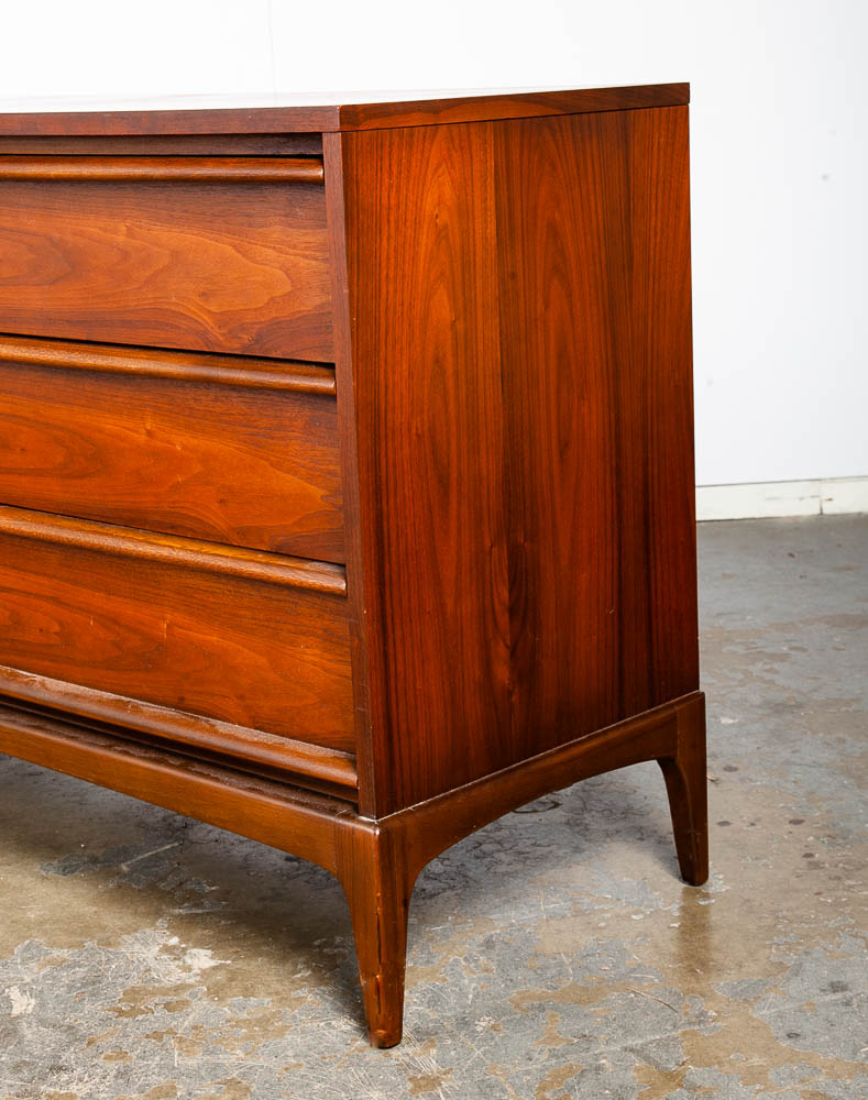 Mid Century Modern Dresser Credenza Lane Rhythm Walnut 6 Drawer Wood Danish Wide - Image 11