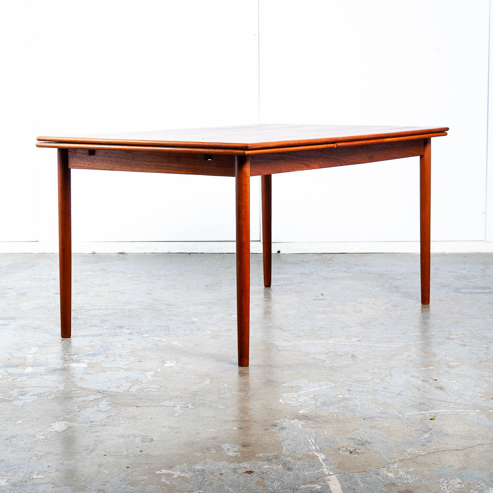 Mid Century Danish Modern Dining Table Teak Leaf x2 Expanding Denmark Draw Mcm - Image 3