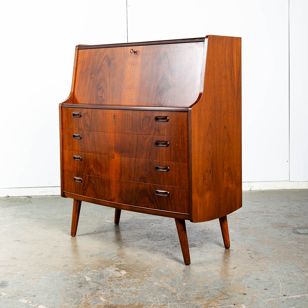 Mid Century Danish Modern Secretary Desk Teak E Jorgensen Drawers Office Vintage - Image 2