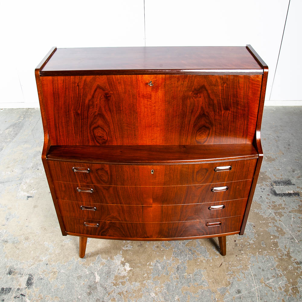 Mid Century Danish Modern Secretary Desk Teak E Jorgensen Drawers Office Vintage - Image 6