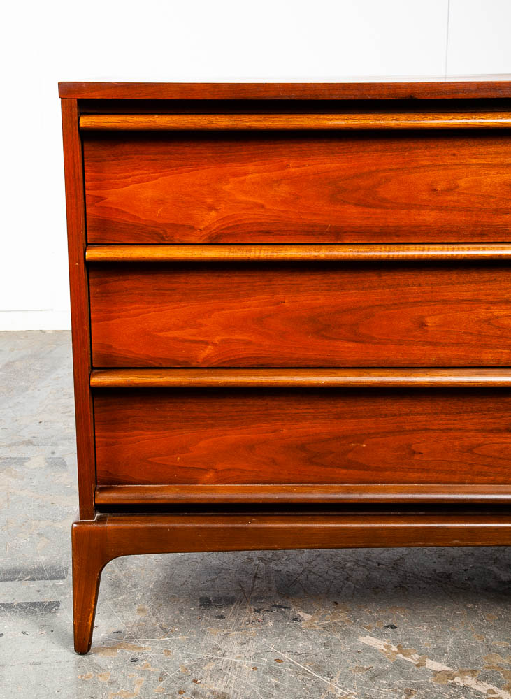 Mid Century Modern Dresser Credenza Lane Rhythm Walnut 6 Drawer Wood Danish Wide - Image 6
