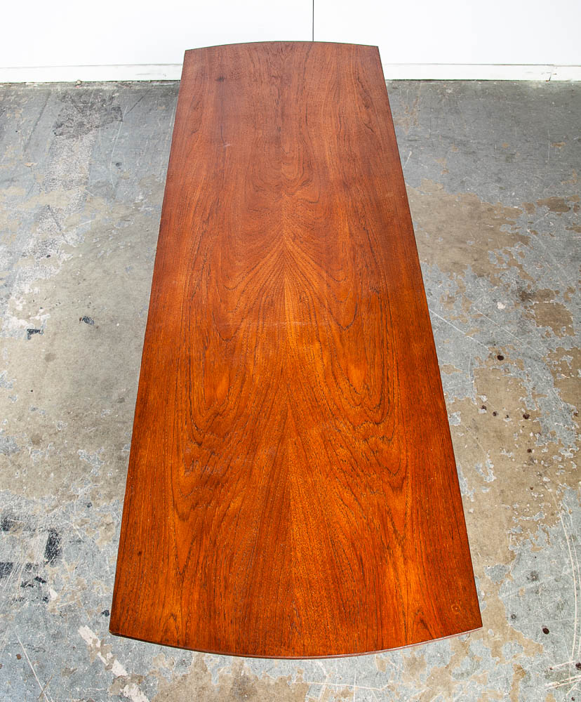 Mid Century Danish Modern Coffee Table Teak Wood Shelf Magazine Rack Shelf Cane - Image 6