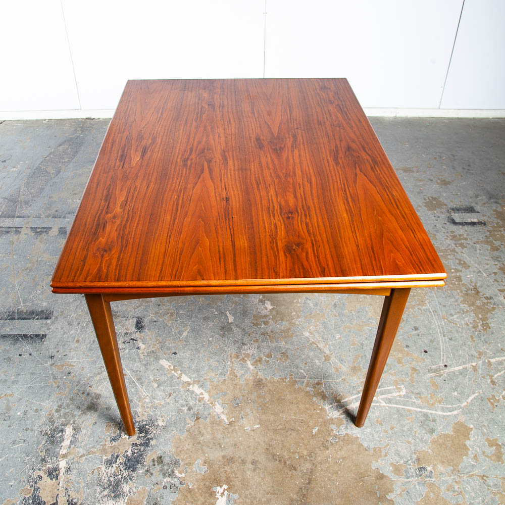 Mid Century Denmark Modern Dining Table Flip Top Dux Swedish Walnut Extension NM - Image 8