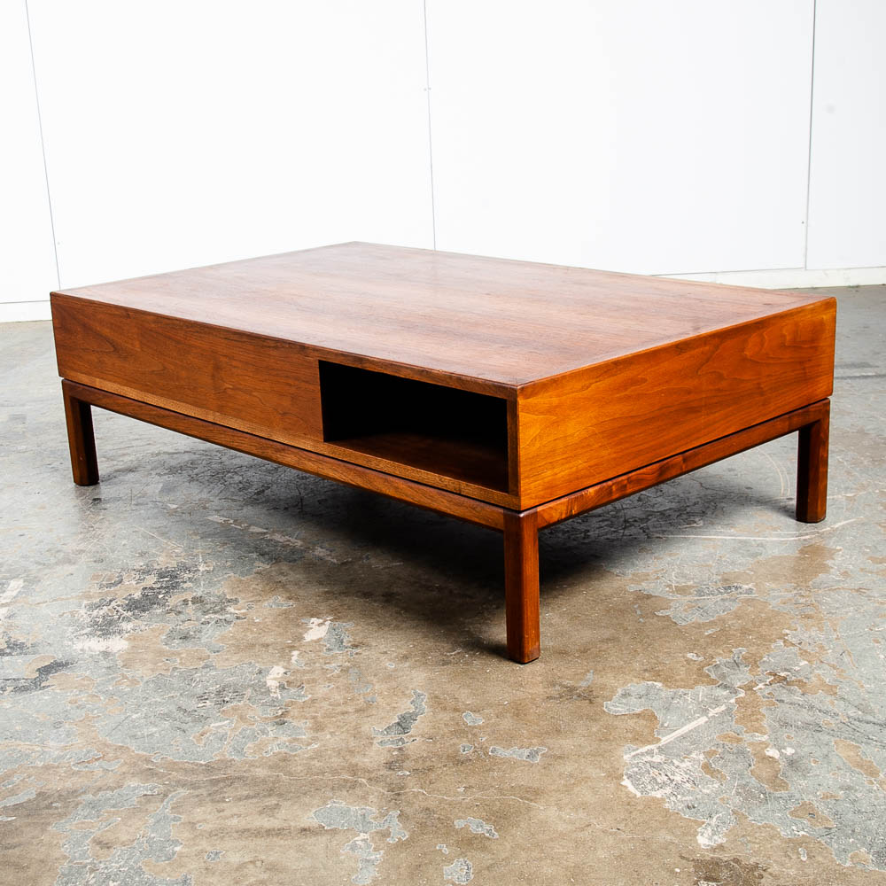 Mid Century Modern Coffee Table Lane First Edition Storage Drawer Danish Wide NM - Image 3