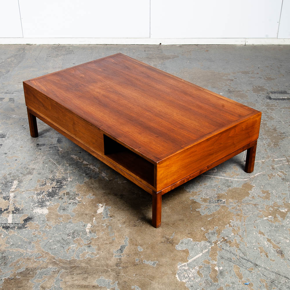 Mid Century Modern Coffee Table Lane First Edition Storage Drawer Danish Wide NM - Image 2