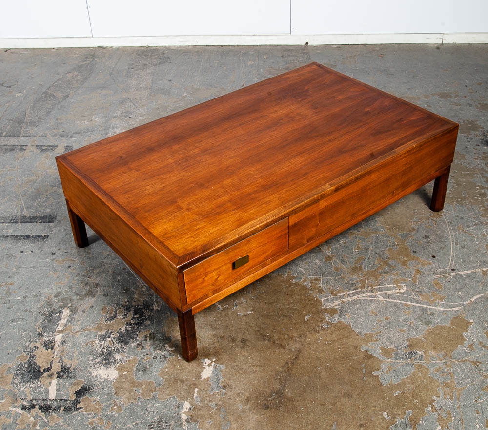 Mid Century Modern Coffee Table Lane First Edition Storage Drawer Danish Wide NM - Image 4