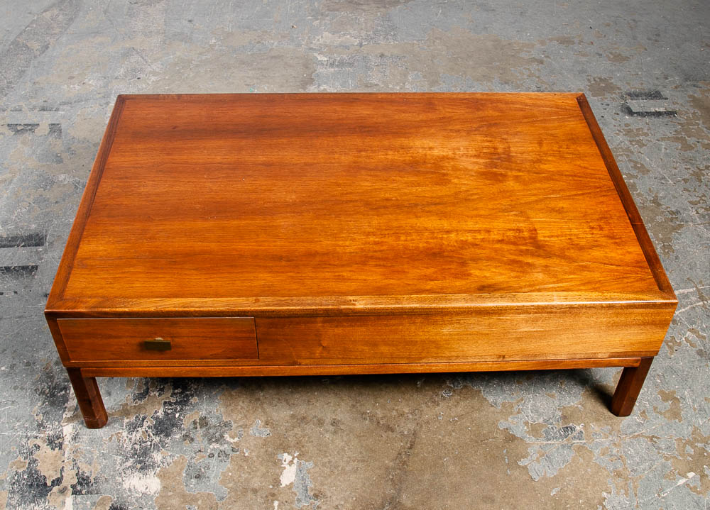 Mid Century Modern Coffee Table Lane First Edition Storage Drawer Danish Wide NM - Image 6