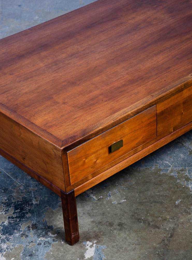 Mid Century Modern Coffee Table Lane First Edition Storage Drawer Danish Wide NM - Image 7
