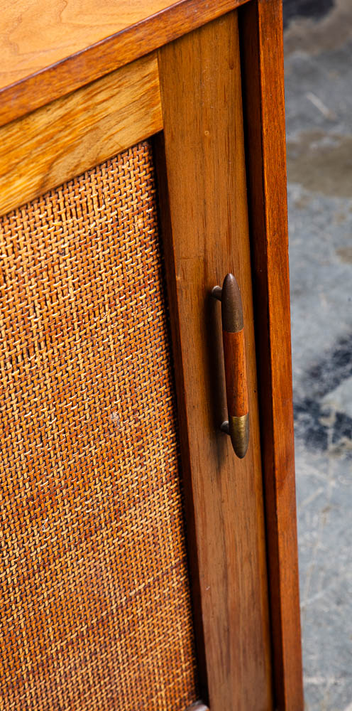 Mid Century Modern Credenza Media Cabinet Kalpe Walnut Sliding Door Compact Storage Mcm Vintage - Image 9