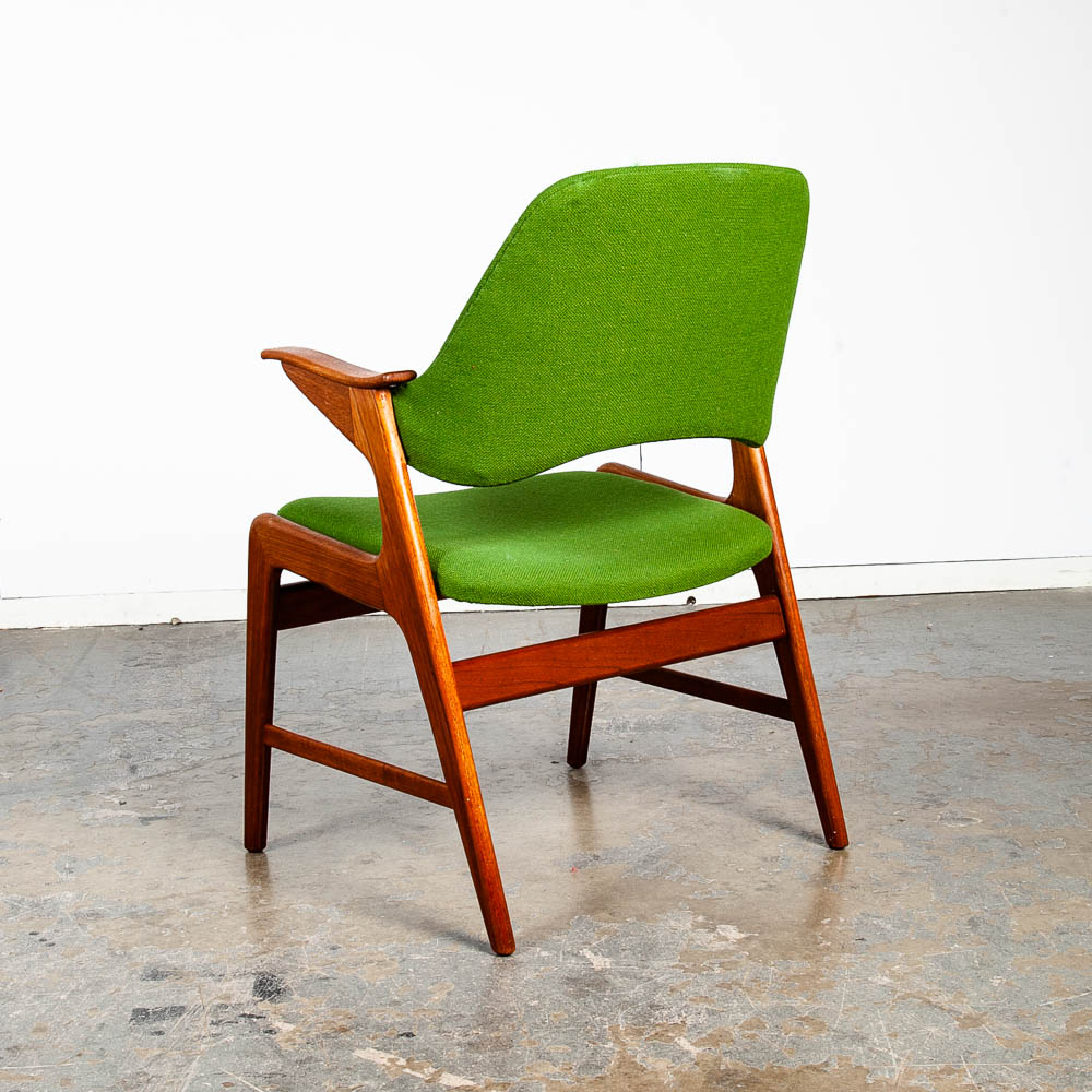 Mid Century Danish Modern Lounge Chair Teak Armchair Green Paws Mcm Denmark - Image 3