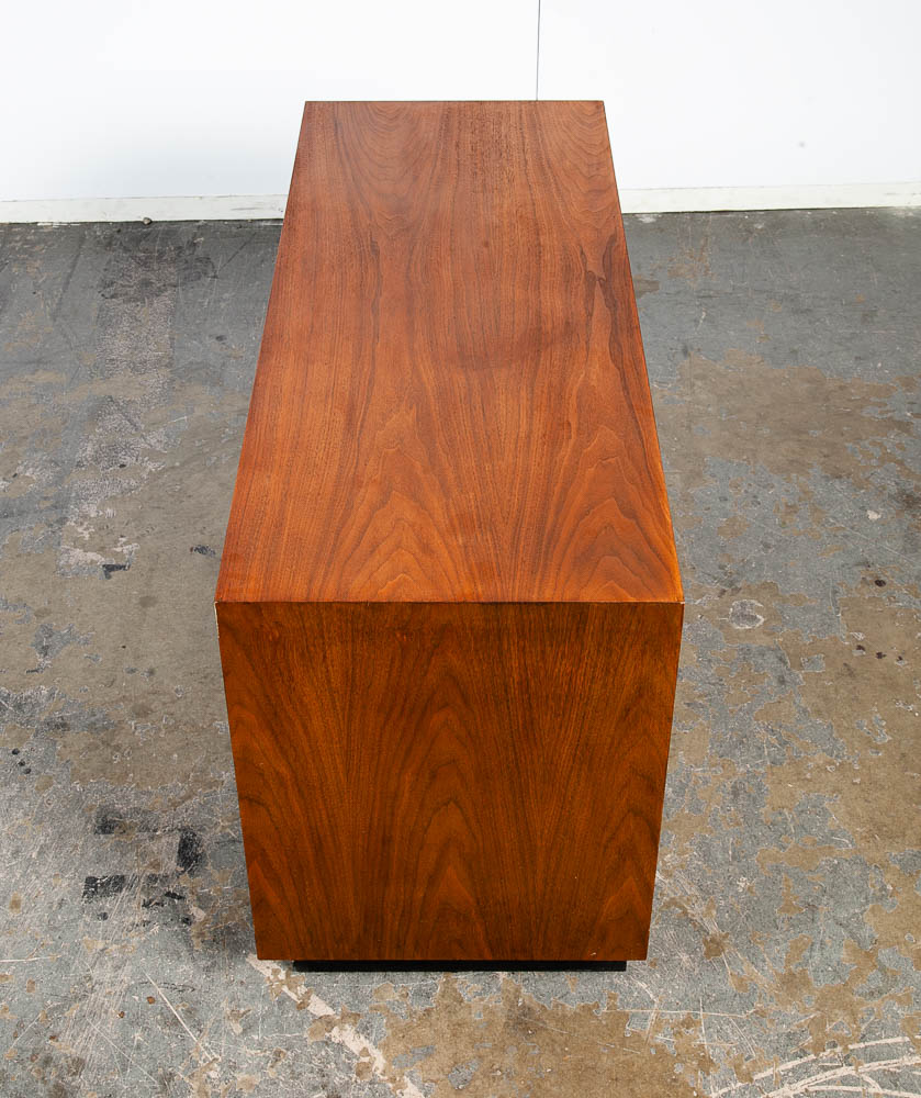 Mid Century Modern Credenza Media Cabinet Kalpe Walnut Sliding Door Compact Storage Mcm Vintage - Image 5