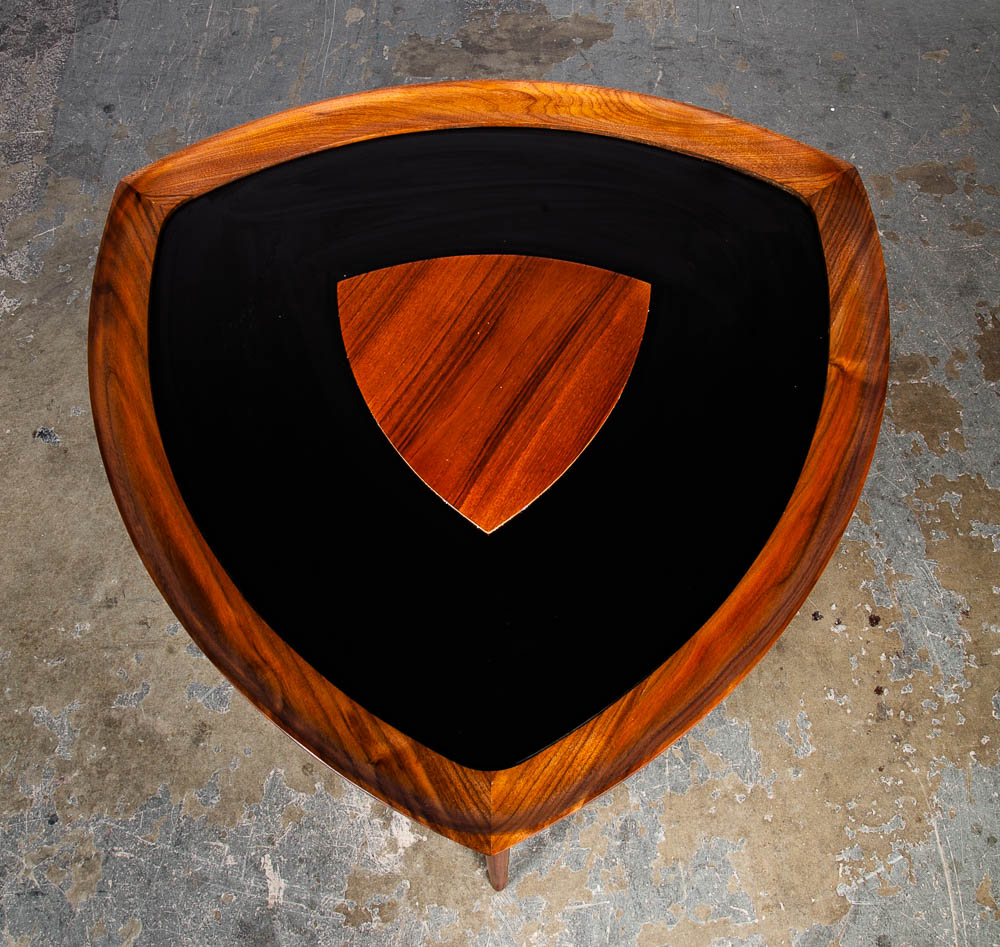 Mid Century Danish Modern Side Table Entry Console Guitar Pick Solid Walnut Mcm - Image 5