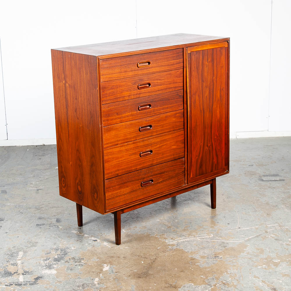Mid Century Modern Dresser Gentleman's Chest Founders Walnut 6 Drawers Vintage M - Image 6