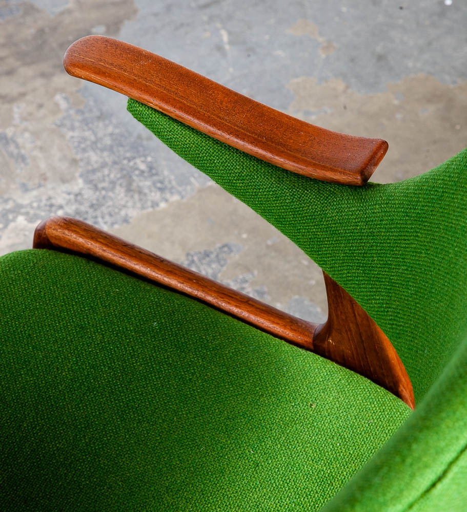 Mid Century Danish Modern Lounge Chair Teak Armchair Green Paws Mcm Denmark - Image 8