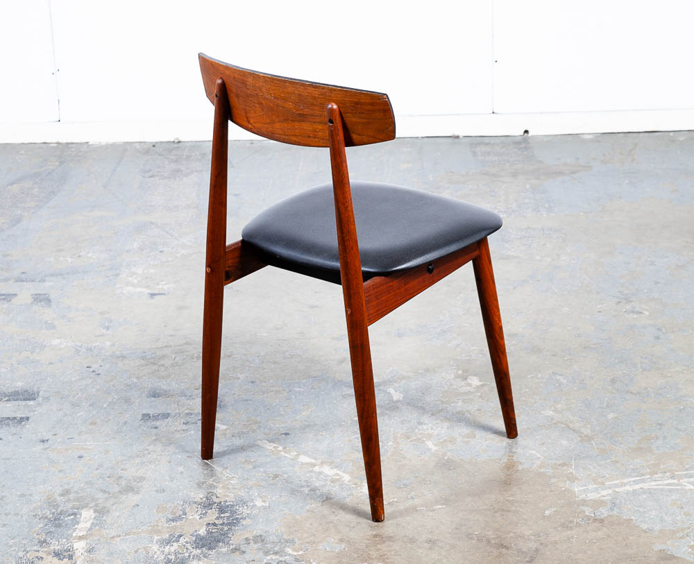 Mid Century Danish Modern Dining Chairs Black Leather Set 4 Teak Round Wood Mcm Vintage 1960s - Image 8