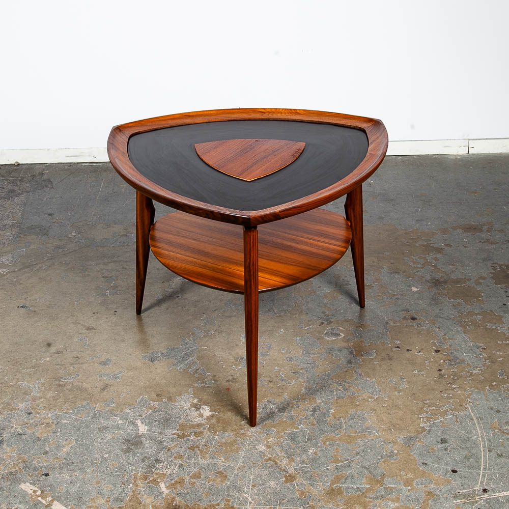 Mid Century Danish Modern Side Table Entry Console Guitar Pick Solid Walnut Mcm - Image 2