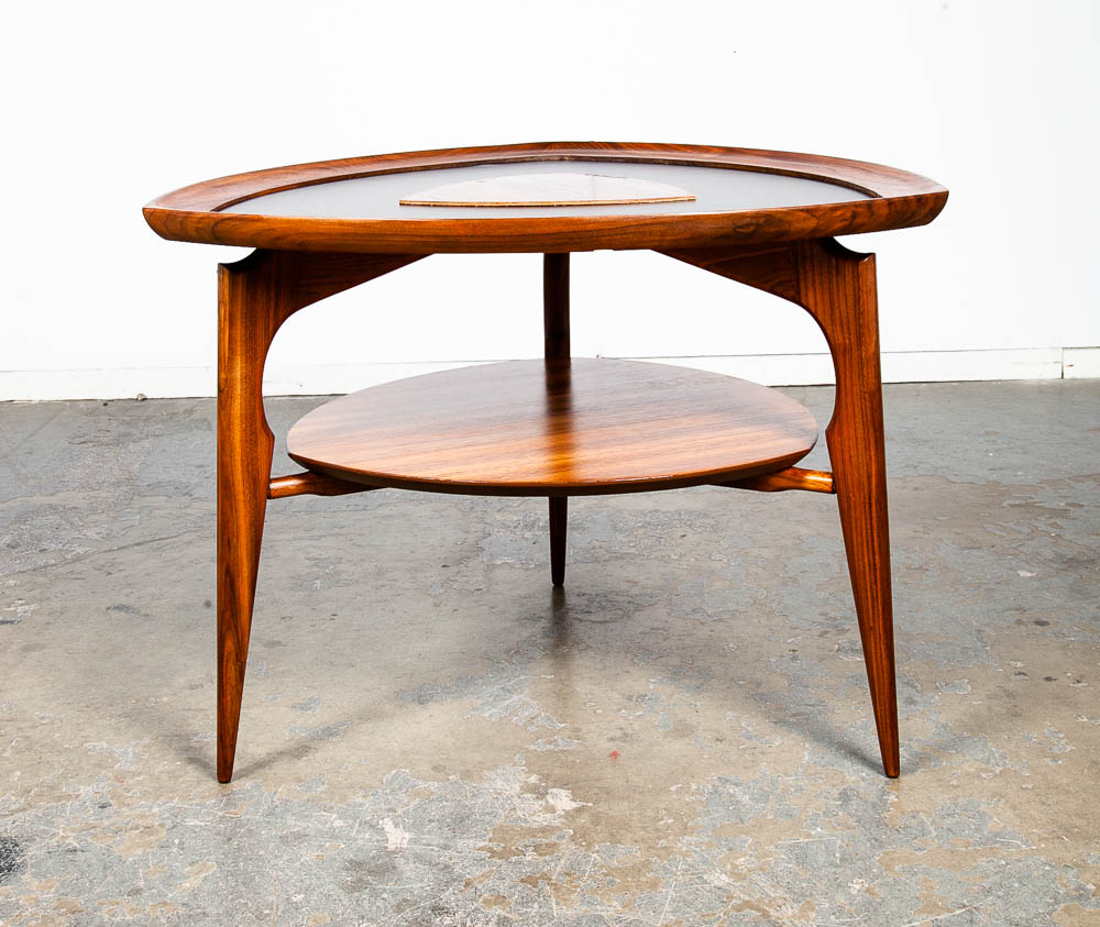 Mid Century Danish Modern Side Table Entry Console Guitar Pick Solid Walnut Mcm - Image 7