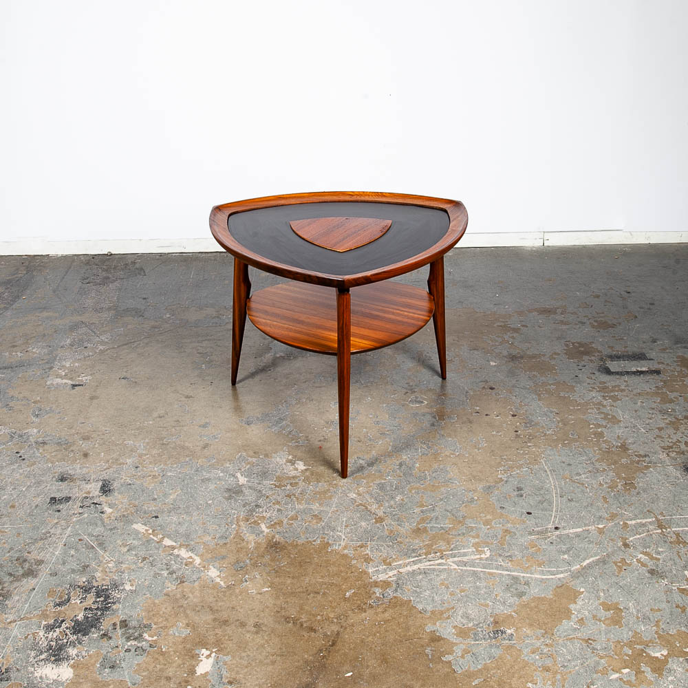 Mid Century Danish Modern Side Table Entry Console Guitar Pick Solid Walnut Mcm - Image 6