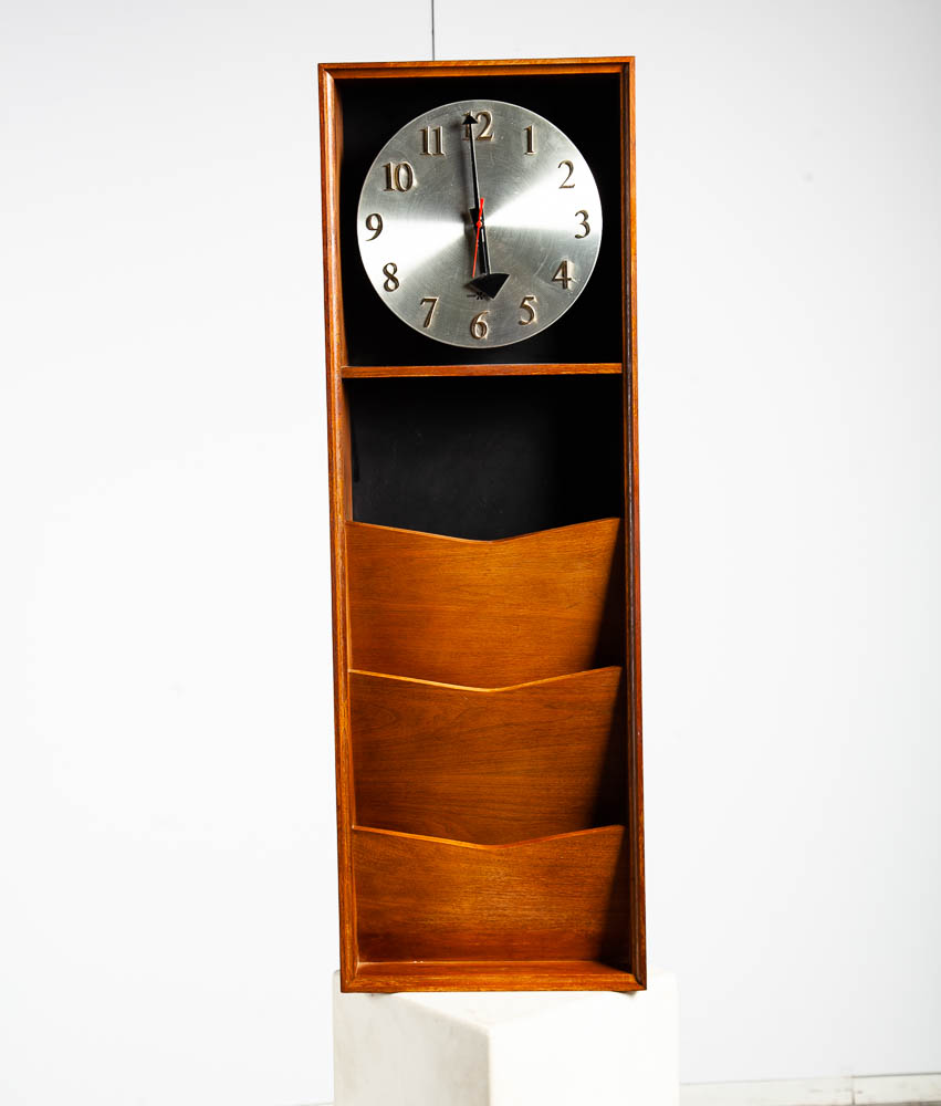 Mid Century Modern Clock Howard Miller Model 590 File Cabinet Arthur Umanoff Mcm George Nelson Walnut Wood Peter Pepper - Image 2