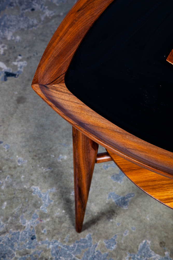 Mid Century Danish Modern Side Table Entry Console Guitar Pick Solid Walnut Mcm - Image 11