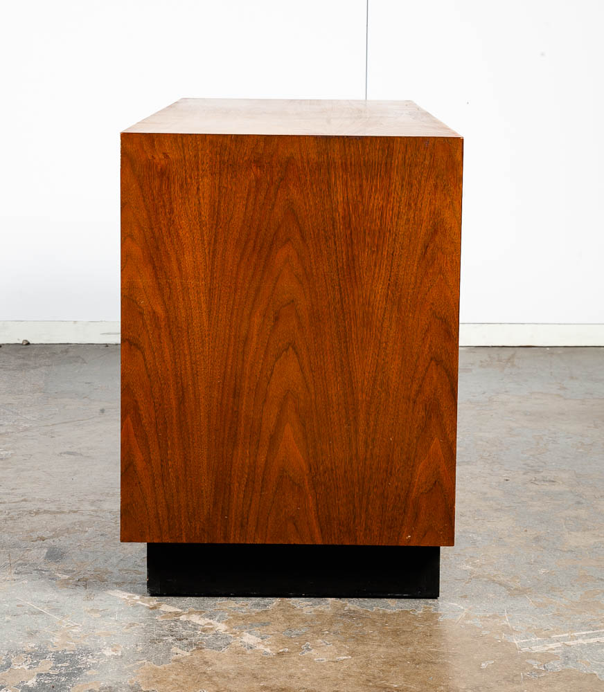 Mid Century Modern Credenza Media Cabinet Kalpe Walnut Sliding Door Compact Storage Mcm Vintage - Image 4