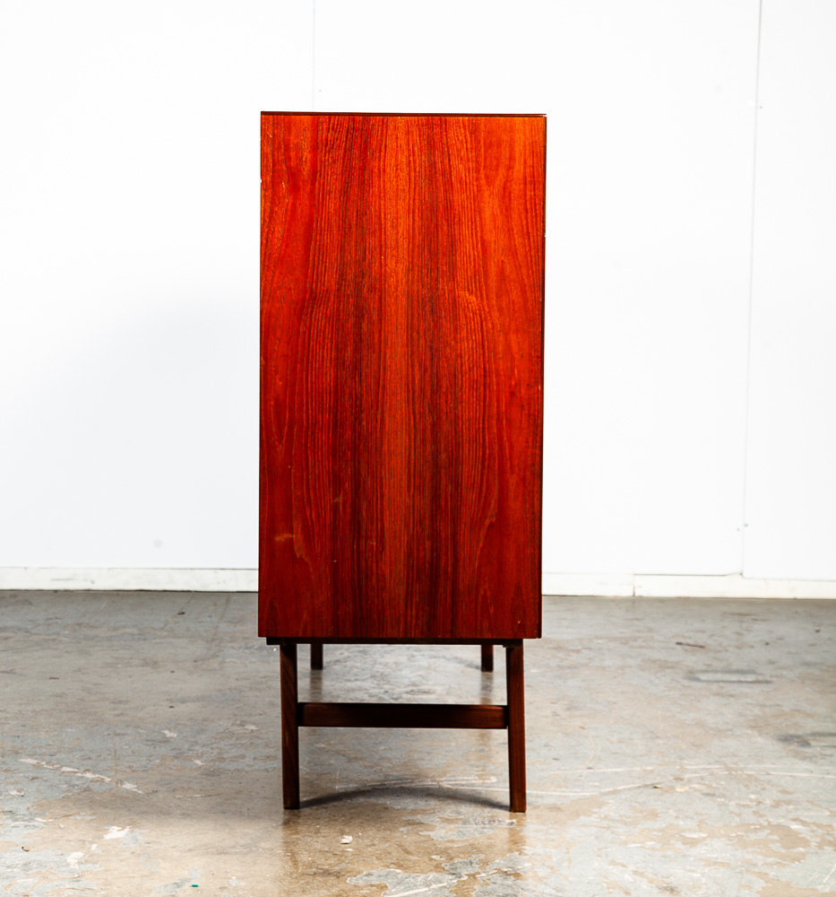 Mid Century Danish Modern Credenza Sideboard Teak Rosewood Bar Drawers Brass Mcm - Image 4