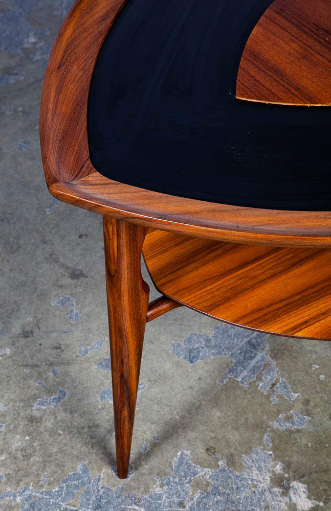 Mid Century Danish Modern Side Table Entry Console Guitar Pick Solid Walnut Mcm - Image 4