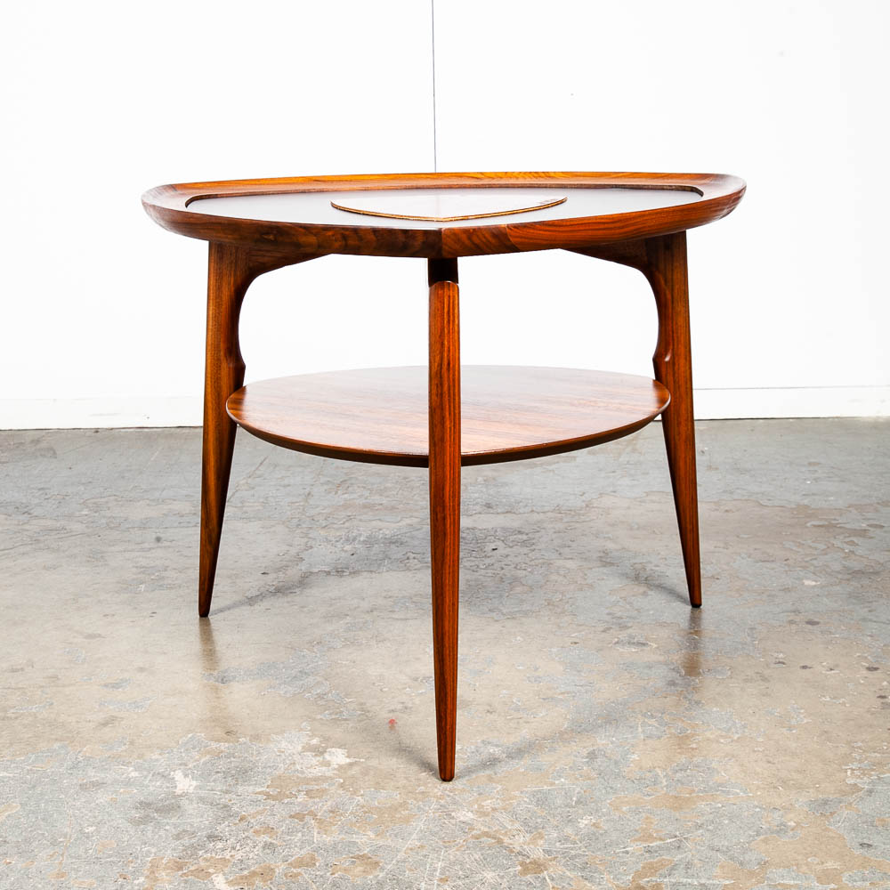 Mid Century Danish Modern Side Table Entry Console Guitar Pick Solid Walnut Mcm - Image 8
