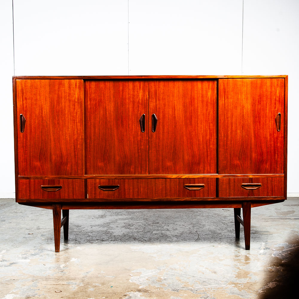 Mid Century Danish Modern Credenza Sideboard Teak Rosewood Bar Drawers Brass Mcm - Image 2