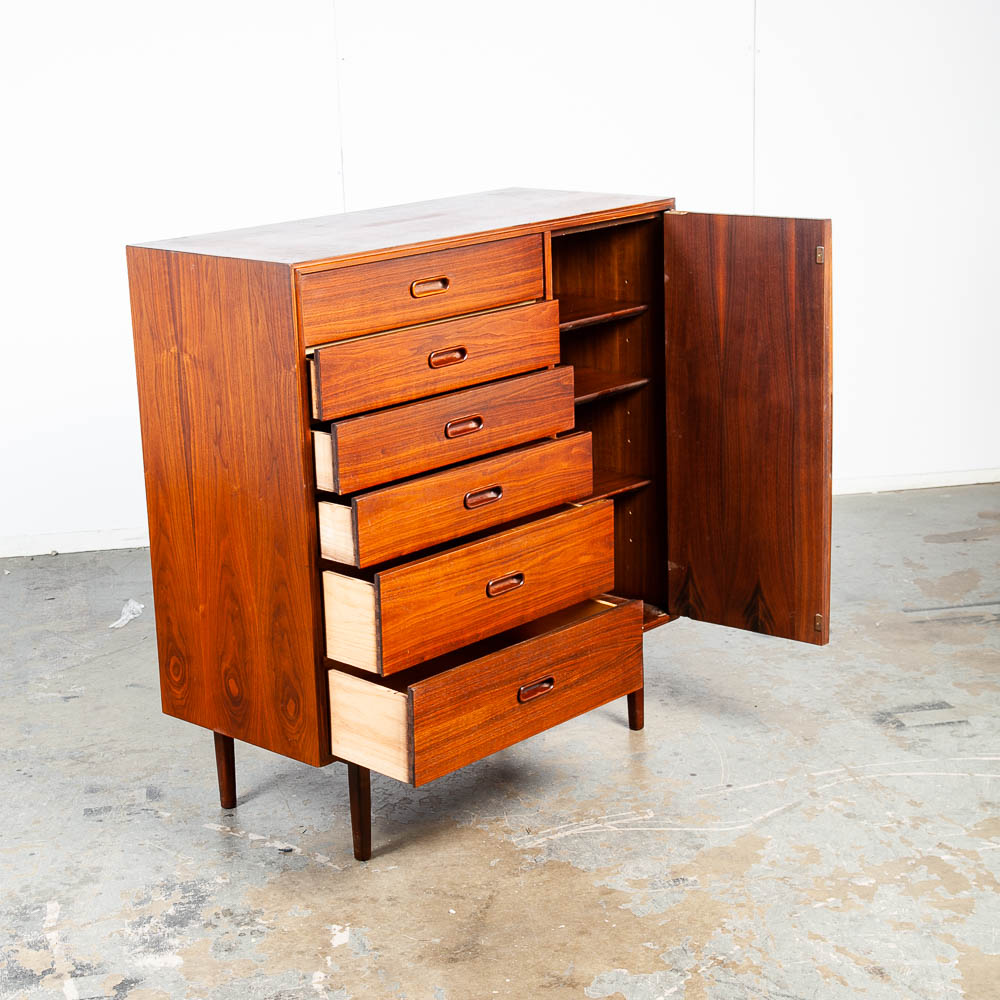 Mid Century Modern Dresser Gentleman's Chest Founders Walnut 6 Drawers Vintage M - Image 5