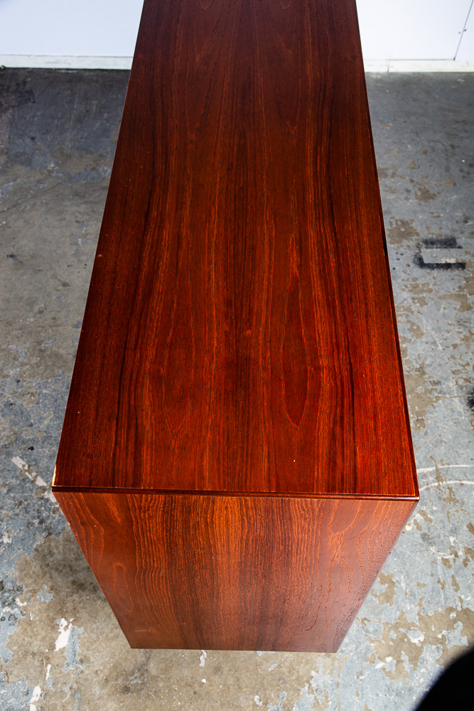 Mid Century Danish Modern Credenza Sideboard Teak Rosewood Bar Drawers Brass Mcm - Image 5