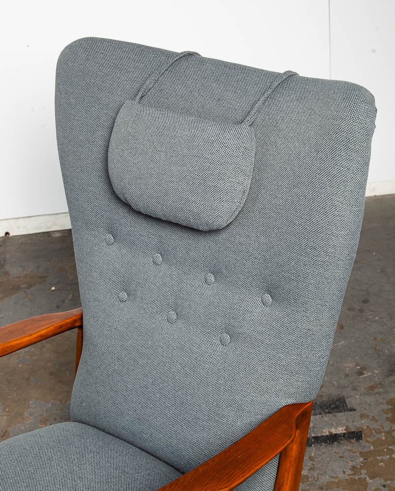 Mid Century Danish Modern Lounge Chair Fritz Hansen Soren Arm Wingback Recliner Grey Tuft Vintage - Image 10