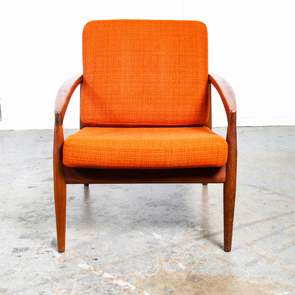 Mid Century Danish Modern Lounge Chairs Set of 2 Kai Kristiansen Magnus Olesen Paper Knife Teak Brown Vintage - Image 5