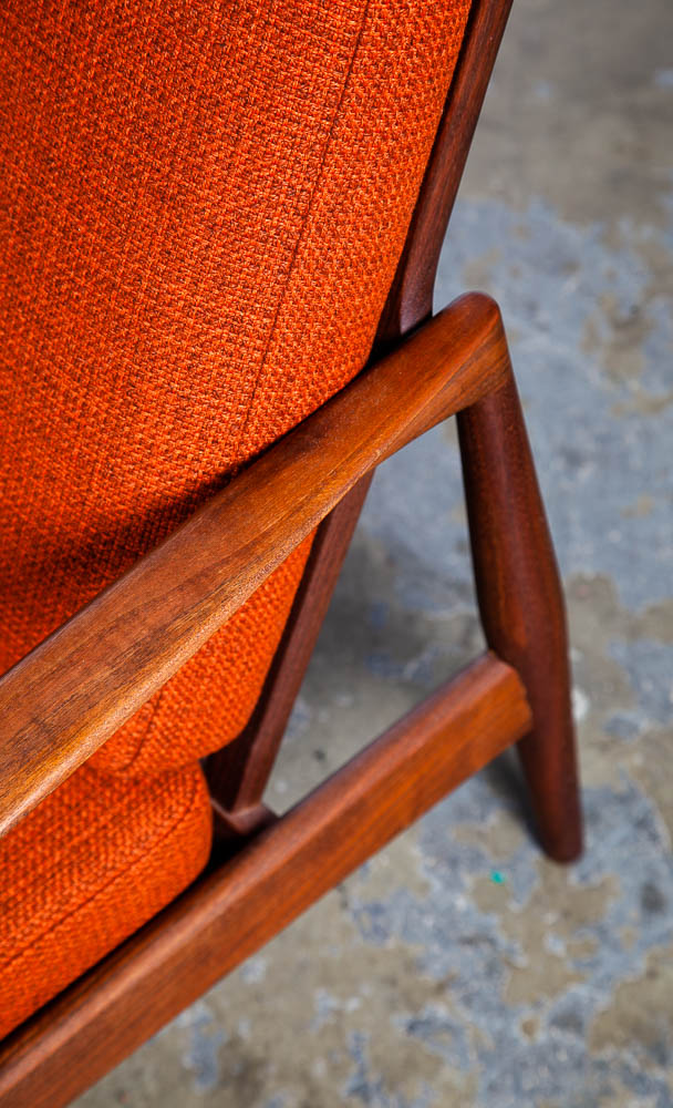 Mid Century Danish Modern Lounge Chairs Set of 2 Kai Kristiansen Magnus Olesen Paper Knife Teak Brown Vintage - Image 11