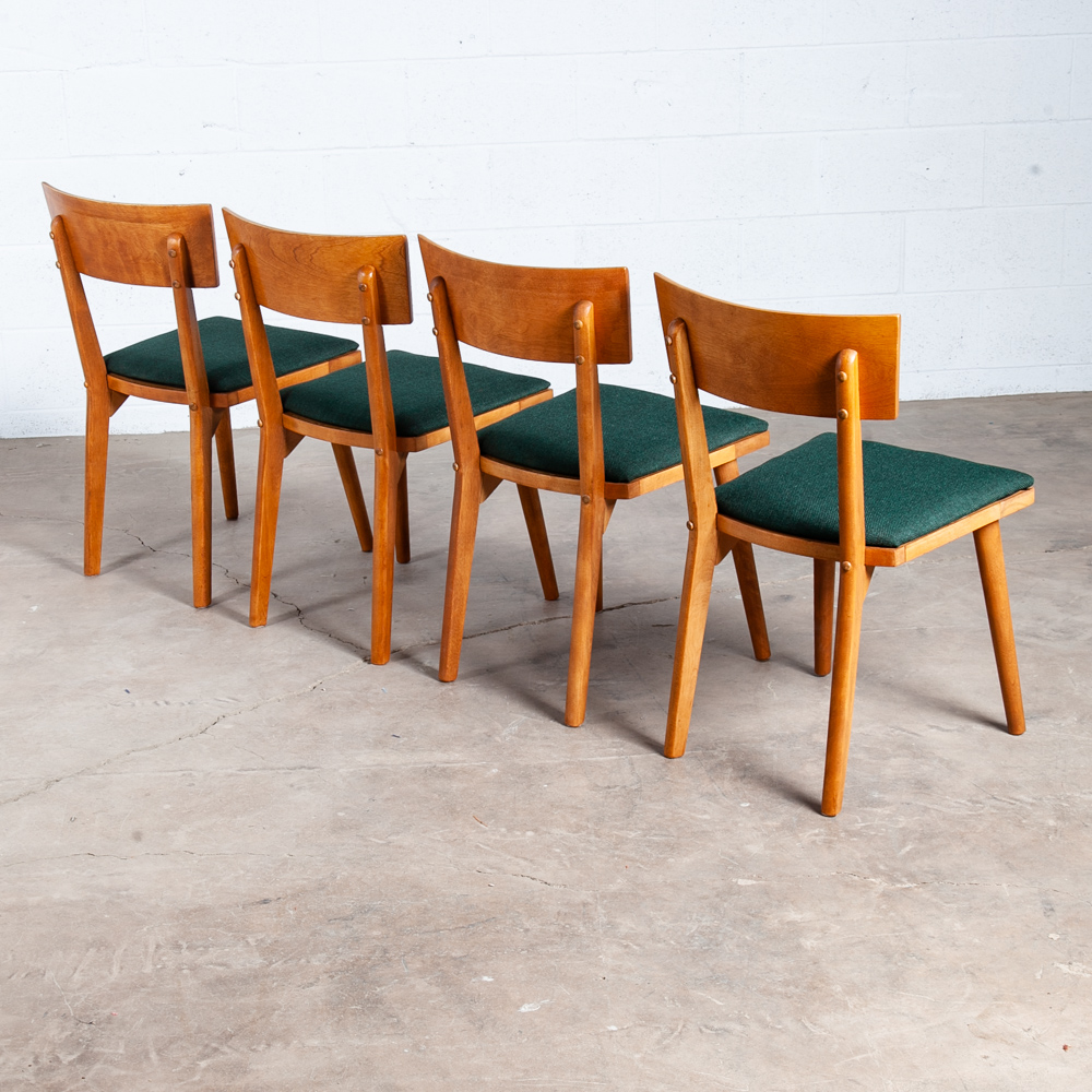 Mid Century Modern Dining Chairs Set 4 Conant Ball Russell Wright Green Birch Vintage - Image 9
