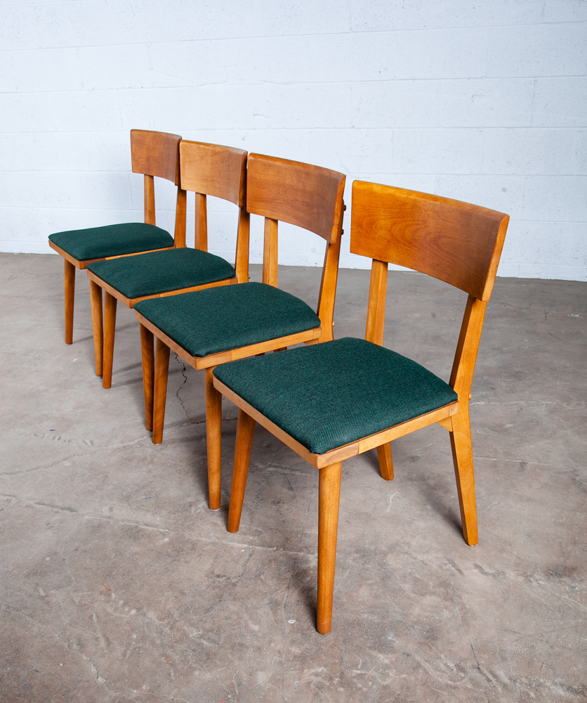 Mid Century Modern Dining Chairs Set 4 Conant Ball Russell Wright Green Birch Vintage - Image 3