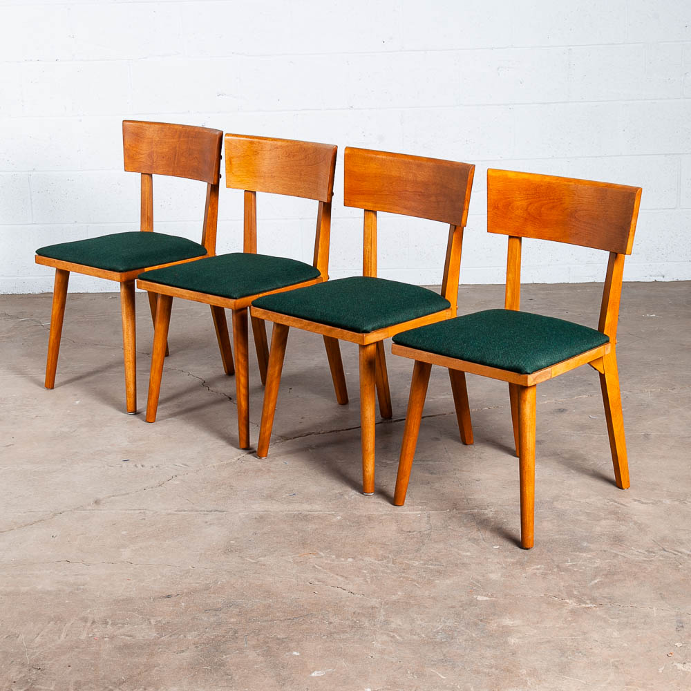 Mid Century Modern Dining Chairs Set 4 Conant Ball Russell Wright Green Birch Vintage